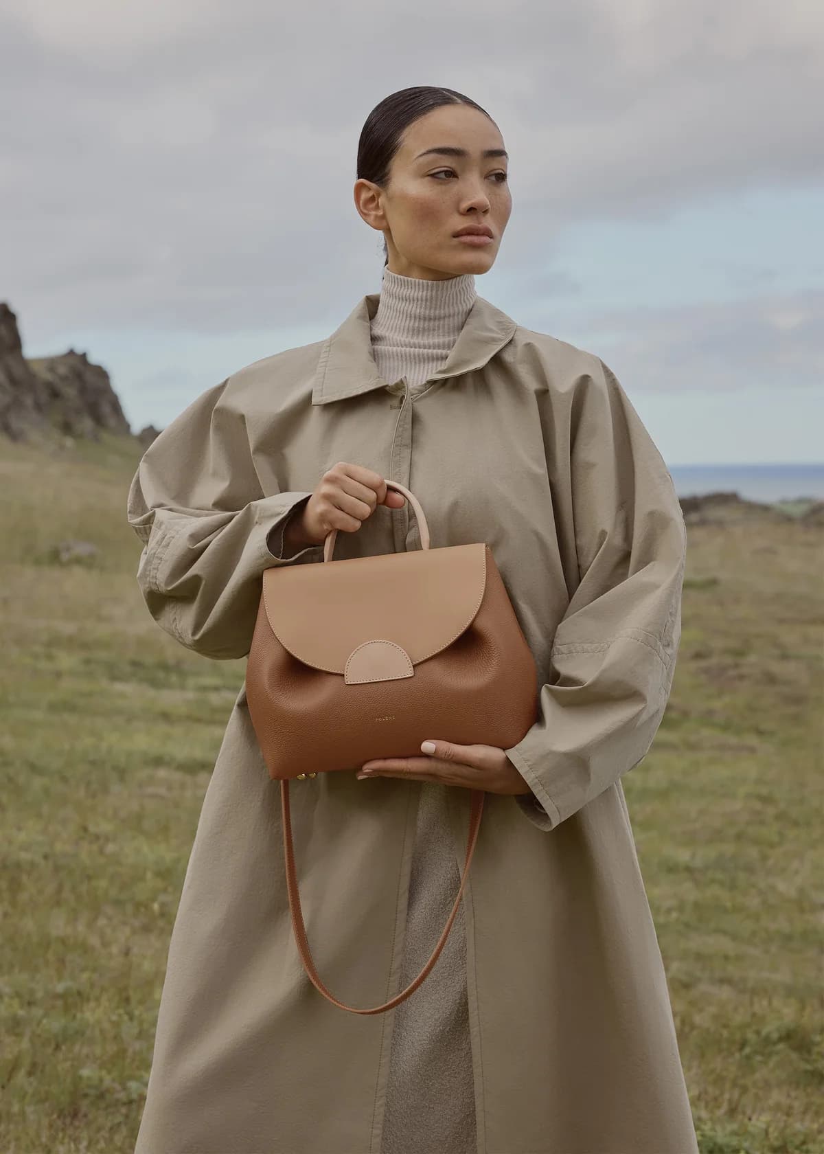 Polène Bag NUMÉRO UN — Grained Trio Camel